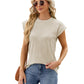 Solid Color Wave Pattern Bat-sleeve T-shirt Summer Loose Vest Casual Tank Womens Clothing