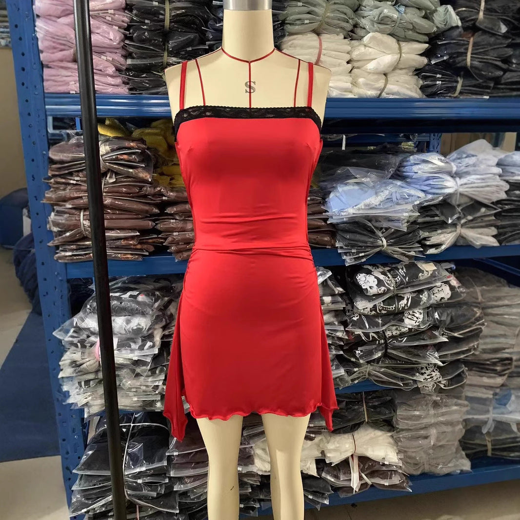 Robe à bretelles contrastante pour vacances en bord de mer pour femme