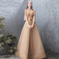 Robe de soirée de banquet pour femme, col montant doré, robe de fête annuelle, jupe