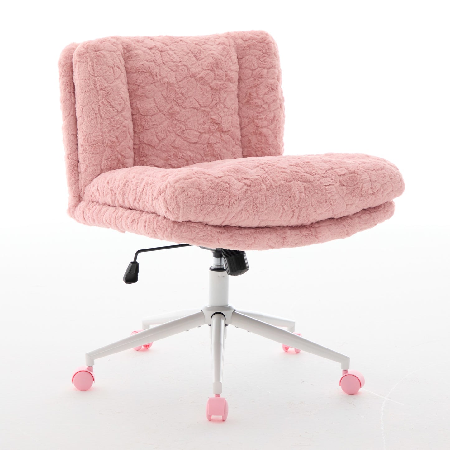 W26.4 Inch Wider Seat Office Chair,Artificial Rabbit Hair Home Office Chair With Metal Base,Adjustable Desk Chair Swivel Office Chair,Vanity Chair
