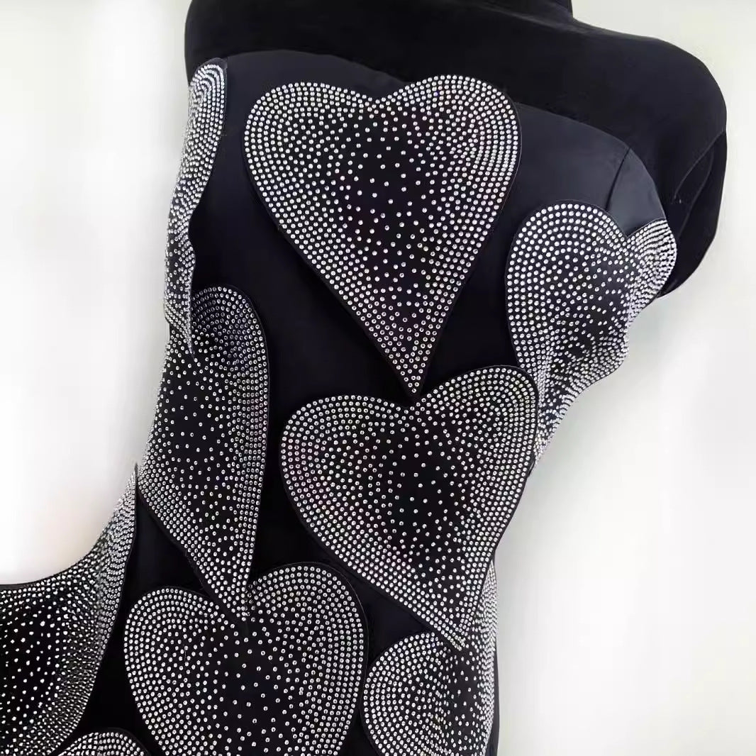 Heavy Embroidery Drilling Tube Top Slimming Dress