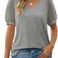Womens Summer Tops V Neck T Shirts Dot Puff Sleeve Tops Loose Casual Tshirts