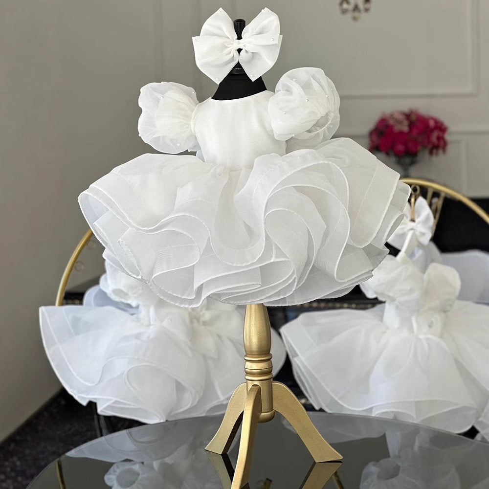 Bubble Sleeve Princess Dress Girls' Chiffon Skirt