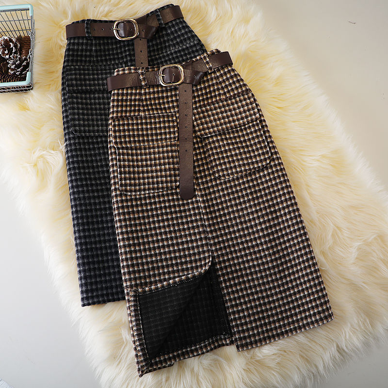 Jupe mi-longue en laine pour femme