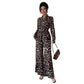 Women's Leopard Print Long Sleeve Wide-leg Jumpsuit