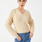 Pull décontracté extensible à col en V pour femme