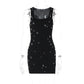 Personalized Slim Fit And Slimming Nail Bead Sleeveless Hip Hugging Dress