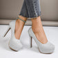 High Heel Stiletto Round Toe Sequin Fashion Nightclub
