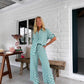 Printed Casual Fashion Shirt Wide Leg Pants Suit