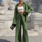 Fashion Graceful Plus Size Women's Long Sleeve Cardigan Two-piece Set Casual Solid Color Suit