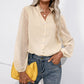 V-neck Solid Color Jacquard Polka-dot Long-sleeved Shirt With Wood Ears