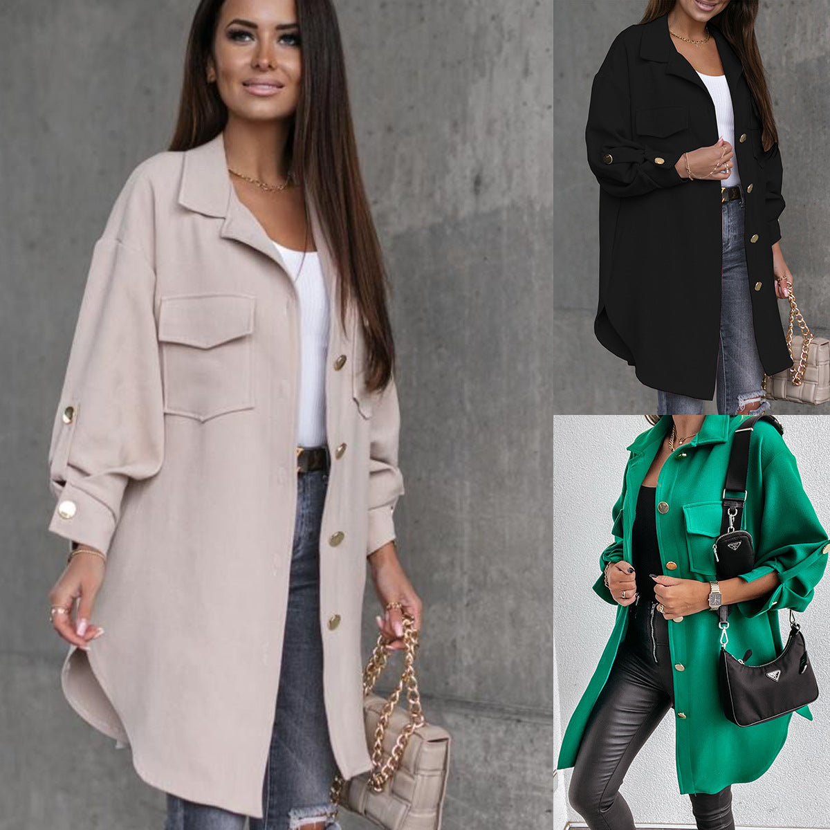 Autumn And Winter European And American New Fashion Bandage Solid Color Woolen Coat