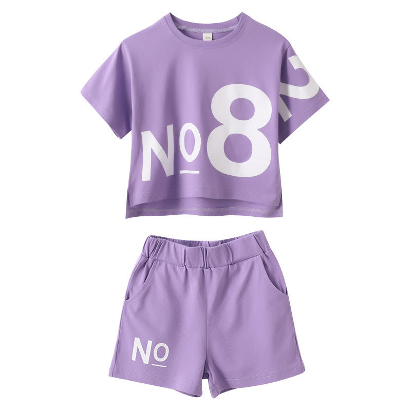 Ensemble deux pièces de sport ample à manches courtes pour fille