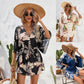 Women's Summer Leaf Print Half-length Sleeve Dress