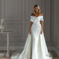 White Satin Wedding Dress Summer One-shoulder Slim Slimming Tail Dress