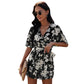 European And American V Neck Short Sleeved Chiffon Jumpsuit Shorts Women