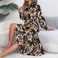 Women's Clothing Spring And Summer Leisure Flower Long Sleeve Shirt Skirt