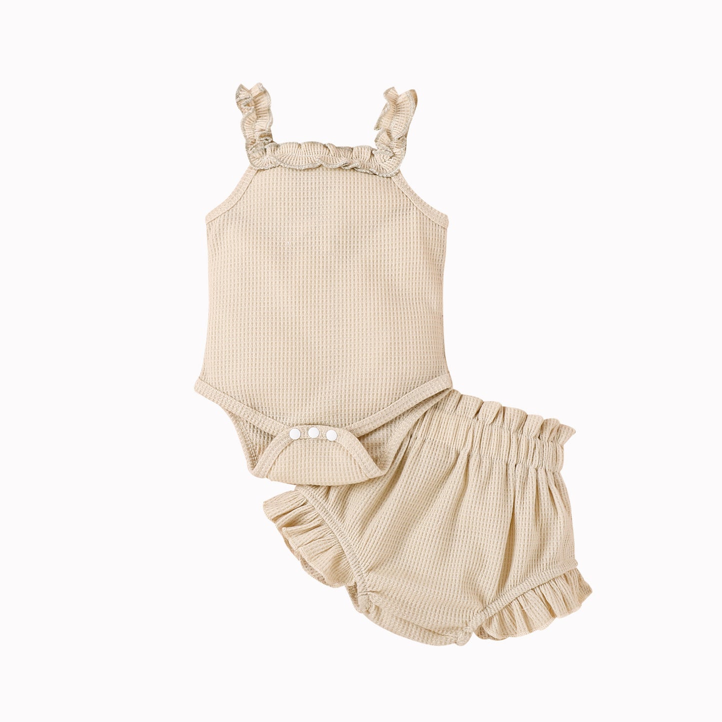 Children's Ins Suit Waffle Sling Romper Shorts Suit