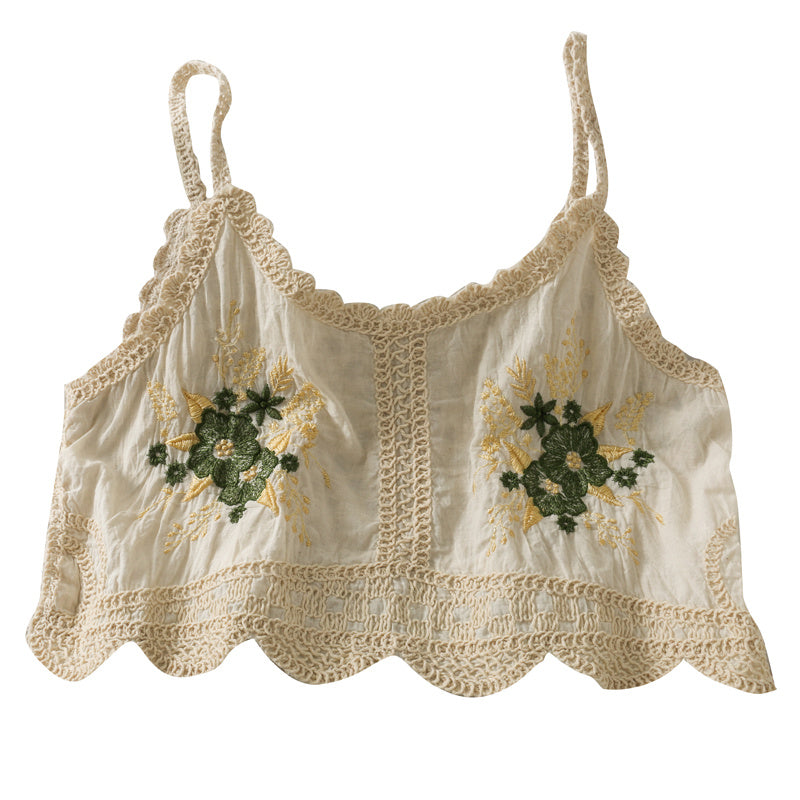 Embroidered Knitted Suspender For Women Loose Fitting