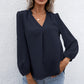 Puff Sleeve Ladies V-neck Long-sleeved Shirt