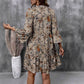 Womens Printed Casual Dress With A Stand-Up Collar