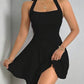 Pure Color Halter Backless Sleeveless Dress