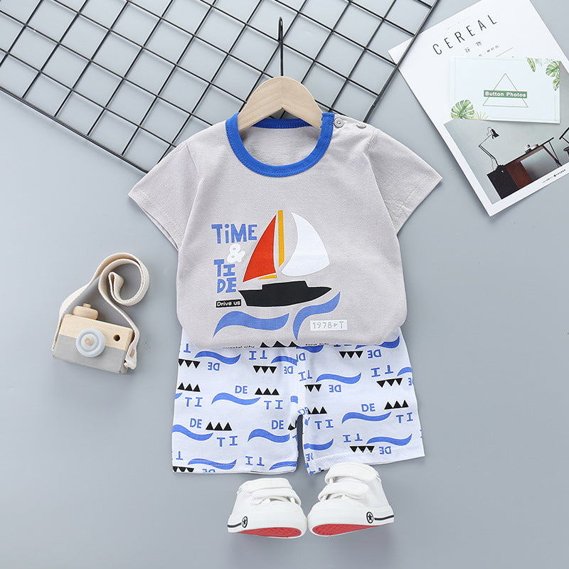 Ensemble d'été à manches courtes pour enfants en pur coton