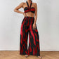 Halter Tube Top Flame Wide-leg Pants Suit