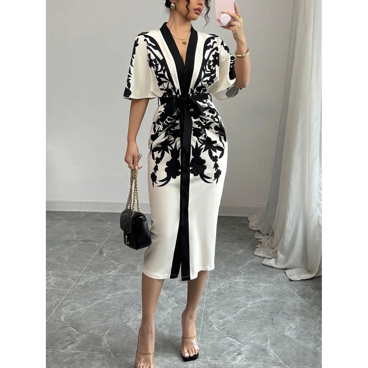 Bohemian Ethnic Print Dress Retro Style