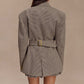 Fashionable Elegant Black Plaid Lapel Suit Jacket