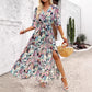 Elegant Chic Printed Lace-up Split Dress