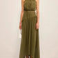 Womens Halterneck Cutout Back Dress With Flowing Ribbons
