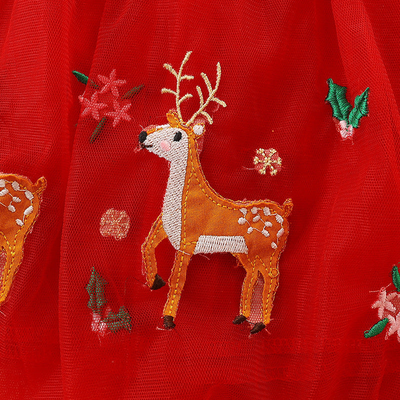 Chemise de Noël européenne et américaine en maille pour enfants, col rond, jolie robe de princesse