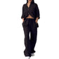 Ensemble deux pièces à lacets et pantalon large pour femme
