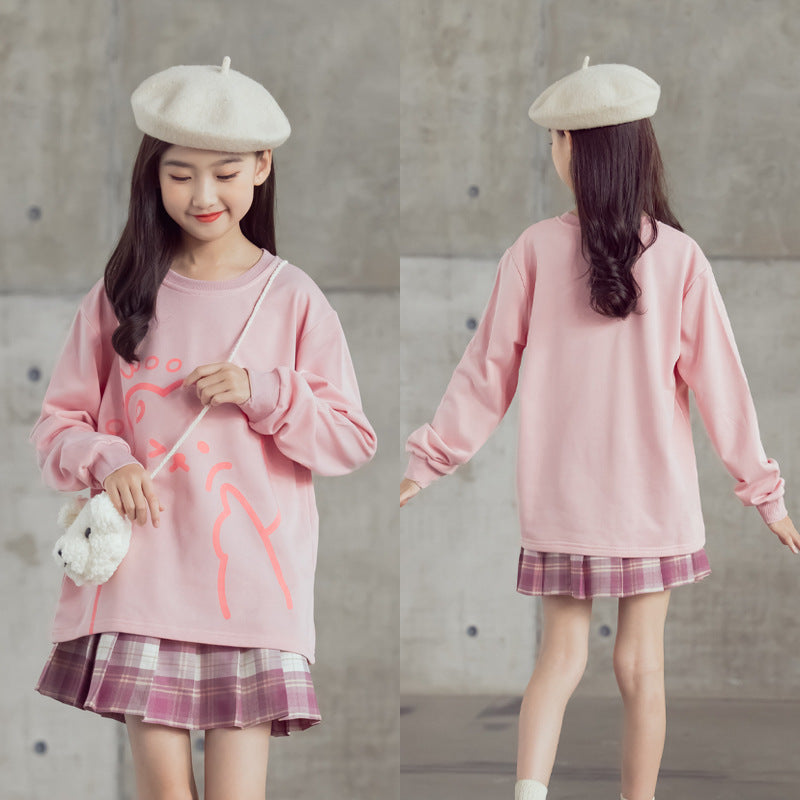 Pull en coton à manches longues pour filles, tenue d'automne pour enfants