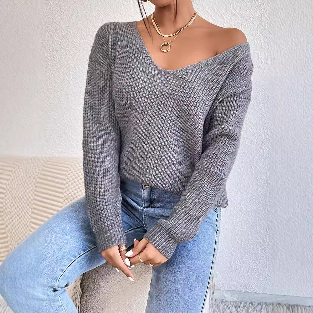 Pull col V pour femme, vêtement d'hiver style streetwear, style années 2000, style bandage, en cachemire, de haute qualité, tendance