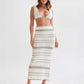 Knitted Spaghetti Straps Chest Wrap Top And Skirt Suit
