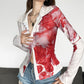Women's Breasted Lapel Irregular Printed Shirt