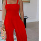Women's Clothing Solid Color Casual Strap Tube Top Wide Leg Jumpsuit