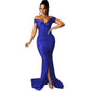 Robe moulante micro-froissée à col en V large et tendance