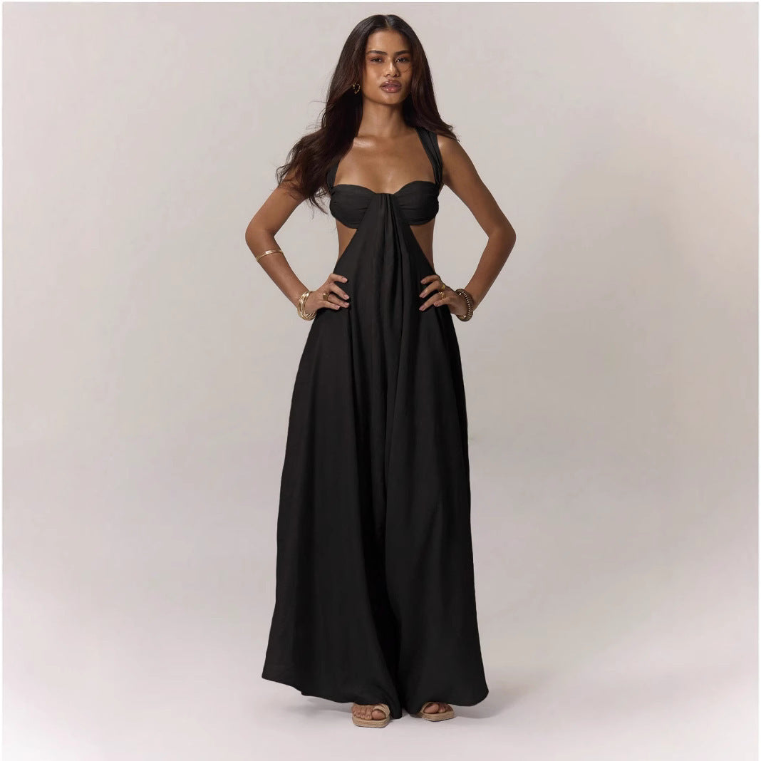 European And American Leisure Tied Spaghetti-strap Trendy Jumpsuit