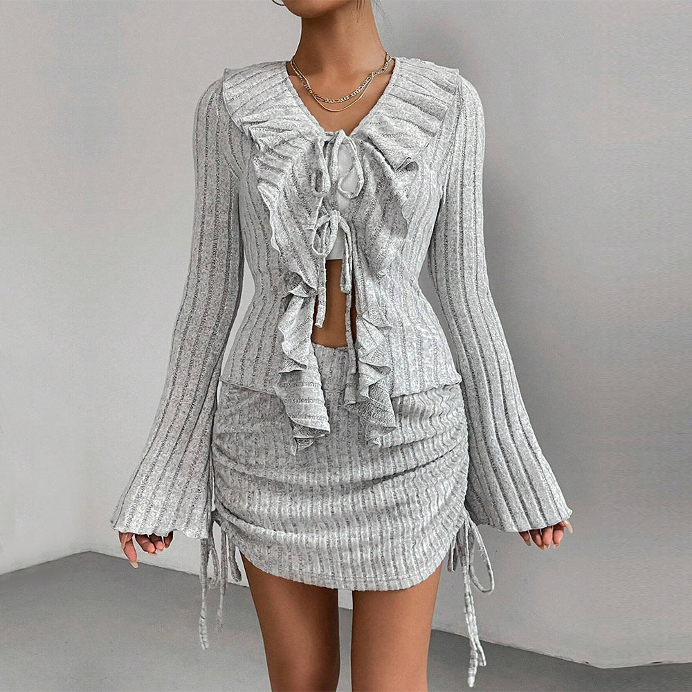 Women's Elegant Fashion Ruffled Slim-fit Suit