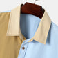 Men's Lapel Cardigan Color Block Long Sleeve Top