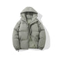 Veste matelassée à capuche de couleur unie avec fermeture éclair