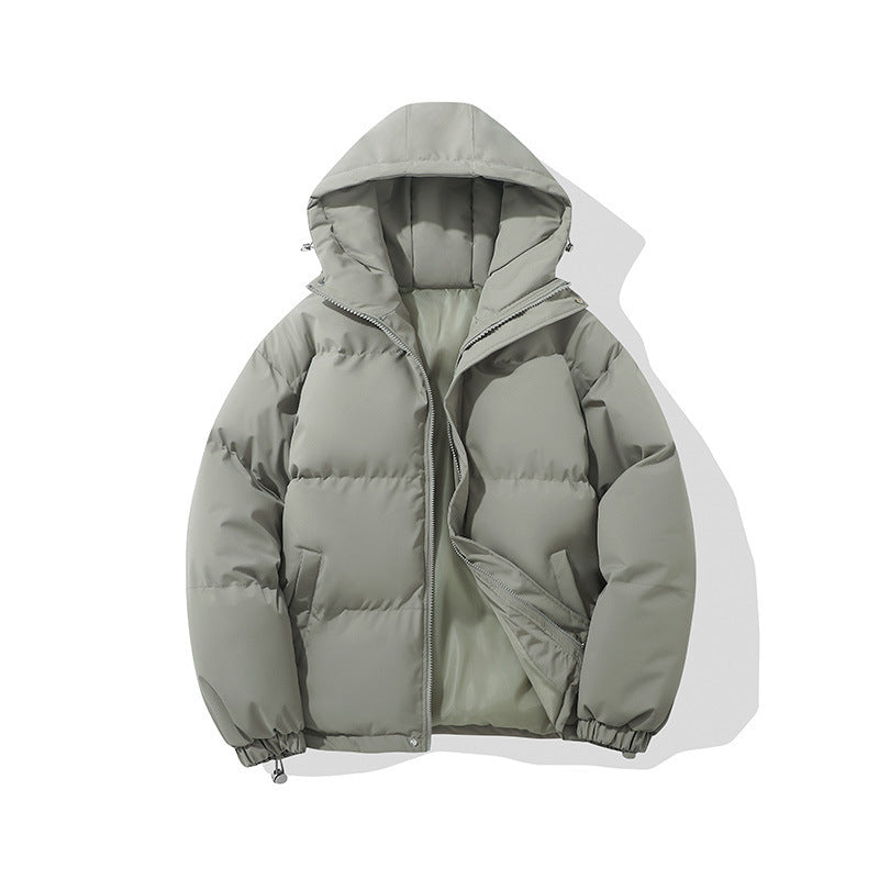 Veste matelassée à capuche de couleur unie avec fermeture éclair