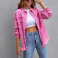 Women's Oversized Frayed Lightweight Denim Jacket Button Down Ripped Distressed Jean Shacket