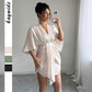 High-end Simple Style Deep V Waist Wide Sleeve Hip Skirt Dress