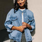 Veste en jean ample avec cordon de serrage pour femme
