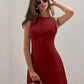 Women's Solid Color Temperament Breasted Sleeveless Dress