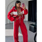 Women's Casual Advanced Contrast Color Comfortable Loose Sweater Pants Suit
